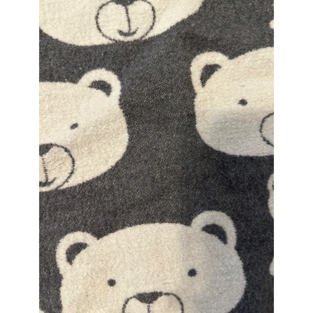 David Fussenegger Baby Blanket‎ Bears Grey Cream Reversible Austria 26x26